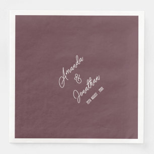 Elegant Minimalist Purple Brown and White Wedding Napkin