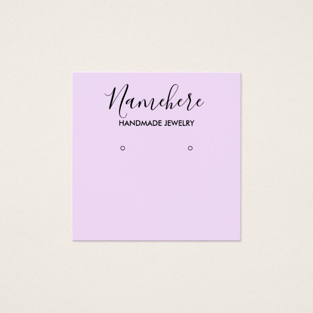 Elegant minimalist purple earring display card (Front)