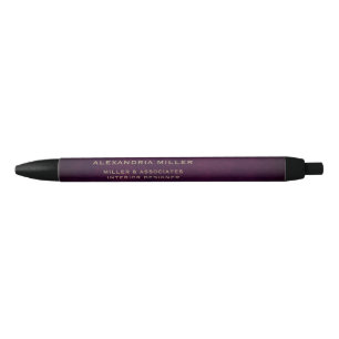 Elegant Minimalist Purple Gold Black Ink Pen