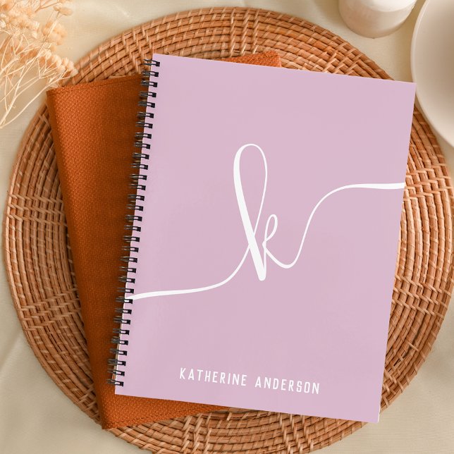 Elegant Minimalist Purple Script Monogram Bullet Notebook (Creator Uploaded)