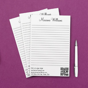 elegant minimalist qr code business trendy lined stationery
