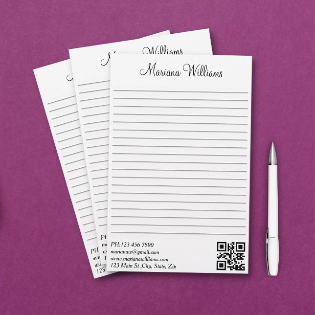 elegant minimalist qr code business trendy lined stationery (Creator Uploaded)