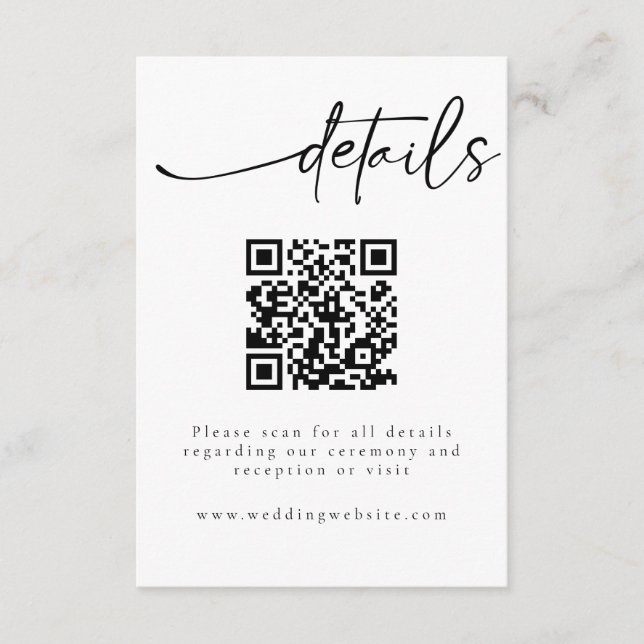 Elegant Minimalist QR Code Details Card (Front)