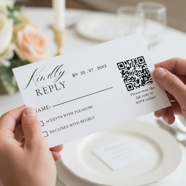 Elegant Minimalist QR Code RSVP Wedding Card (Creator Uploaded)