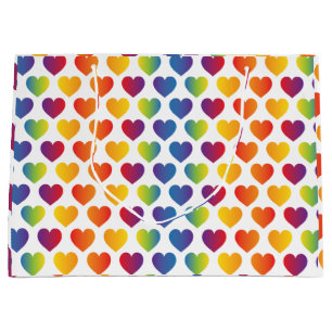 Elegant Minimalist Rainbow Heart Design Large Gift Bag