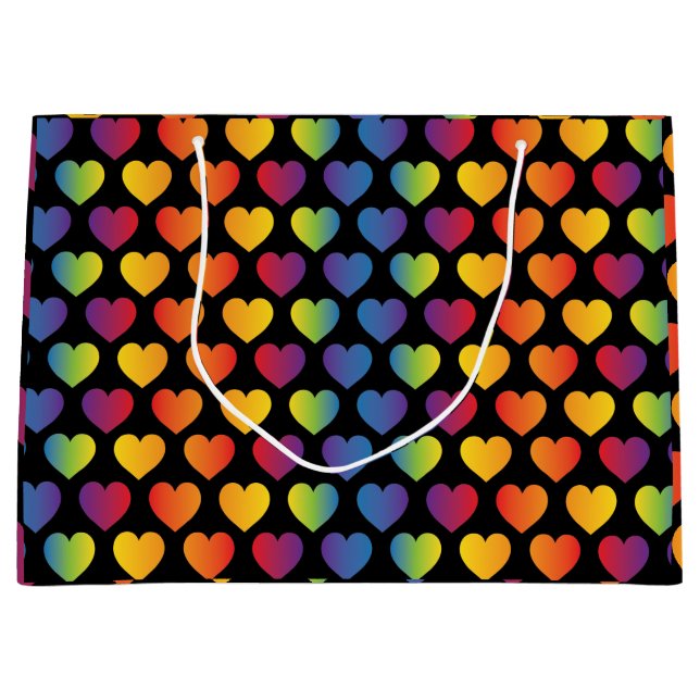 Elegant Minimalist Rainbow Heart Design Large Gift Large Gift Bag (Front)