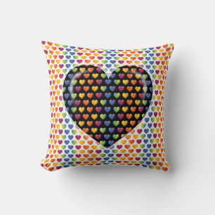 Elegant Minimalist Rainbow Hearts Cushion