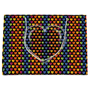 Elegant Minimalist Rainbow Hearts Large Gift Bag