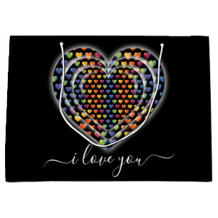 Elegant Minimalist Rainbow Hearts Large Gift Bag