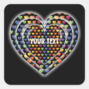 Elegant Minimalist Rainbow Hearts Square Sticker