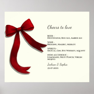 Elegant Minimalist Red Bow Simple Elegant Menu Sig Poster