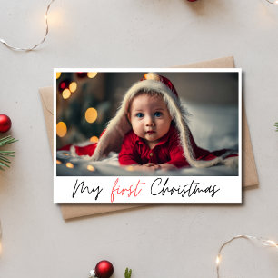Elegant Minimalist Red My First Christmas Holiday