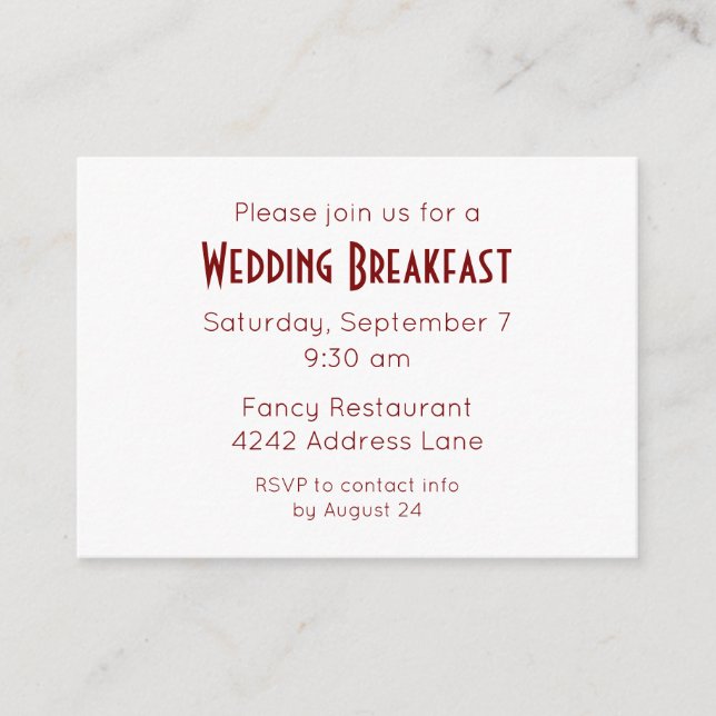 Elegant Minimalist Red Wedding Event Invitation (Front)