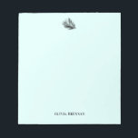 Elegant Minimalist Refined palm Leaf Aqua Design Notepad<br><div class="desc">Elegant Minimalist Refined palm Leaf Aqua Design with name</div>