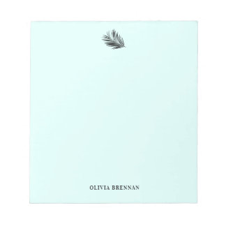Elegant Minimalist Refined palm Leaf Aqua Design Notepad