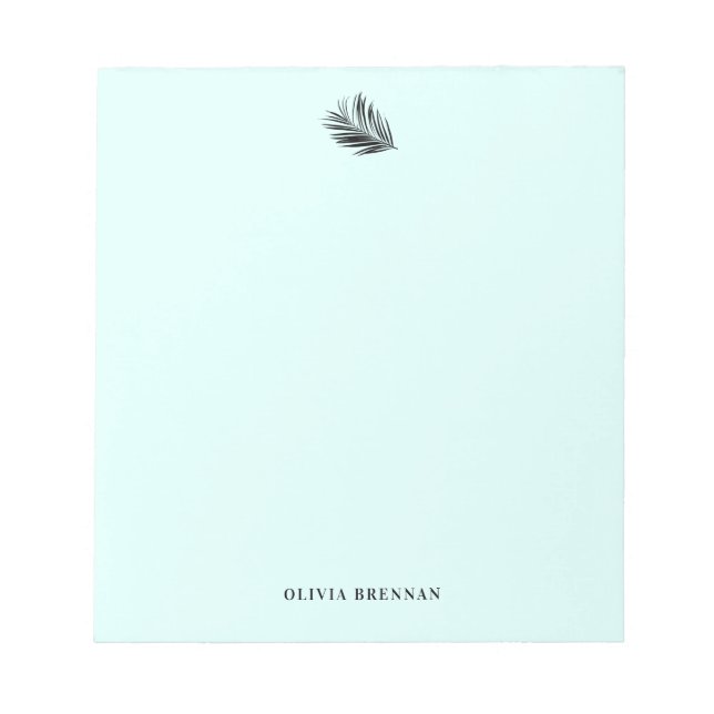 Elegant Minimalist Refined palm Leaf Aqua Design Notepad (Front)