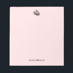 Elegant Minimalist Refined palm Leaf Blush Design Notepad<br><div class="desc">Elegant Minimalist Refined palm Leaf Blush Design with name</div>
