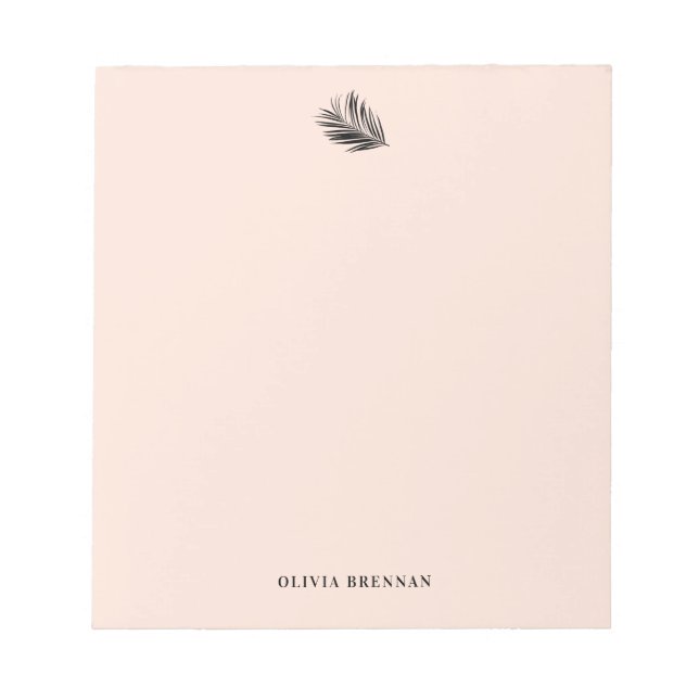 Elegant Minimalist Refined palm Leaf Cream Design Notepad (Front)