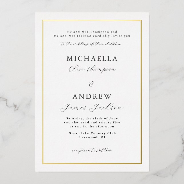 Elegant Minimalist Refined Wedding Invitation (Front)