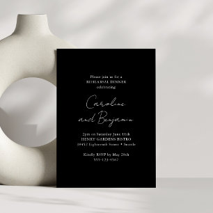 Elegant Minimalist Rehearsal Dinner Black Invitation