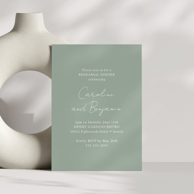 Elegant Minimalist Rehearsal Dinner Dusty Sage Invitation (Creator Uploaded)