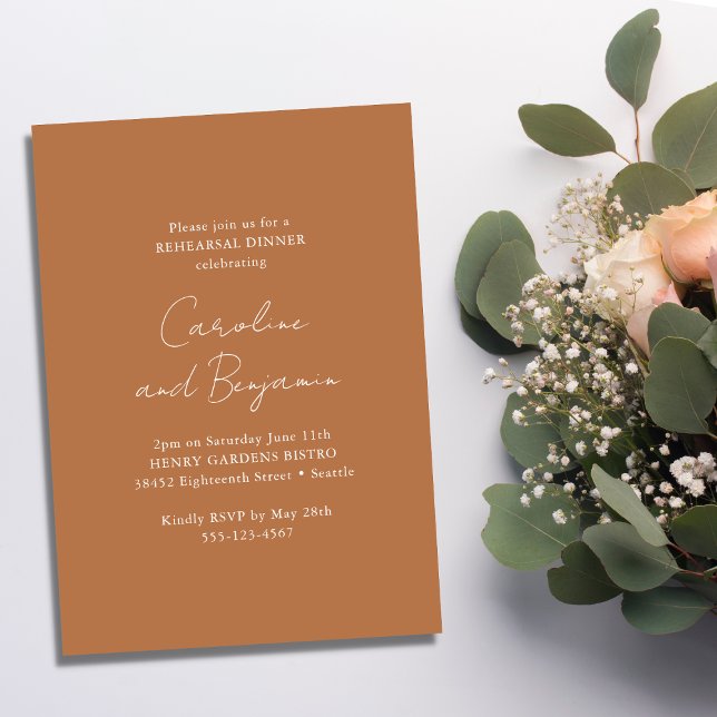 Elegant Minimalist Rehearsal Dinner Terracotta Invitation (Creator Uploaded)