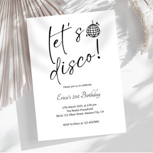 Elegant Minimalist Retro Let’s Disco Birthday Invitation
