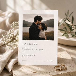 Elegant Minimalist Romantic Photo  Save The Date