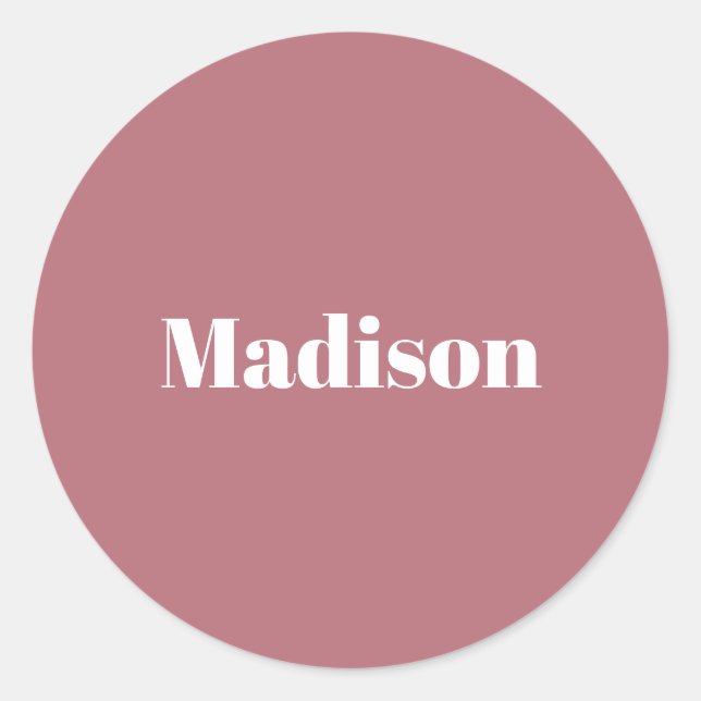Elegant Minimalist Rose Gold White Name Classic Round Sticker (Front)