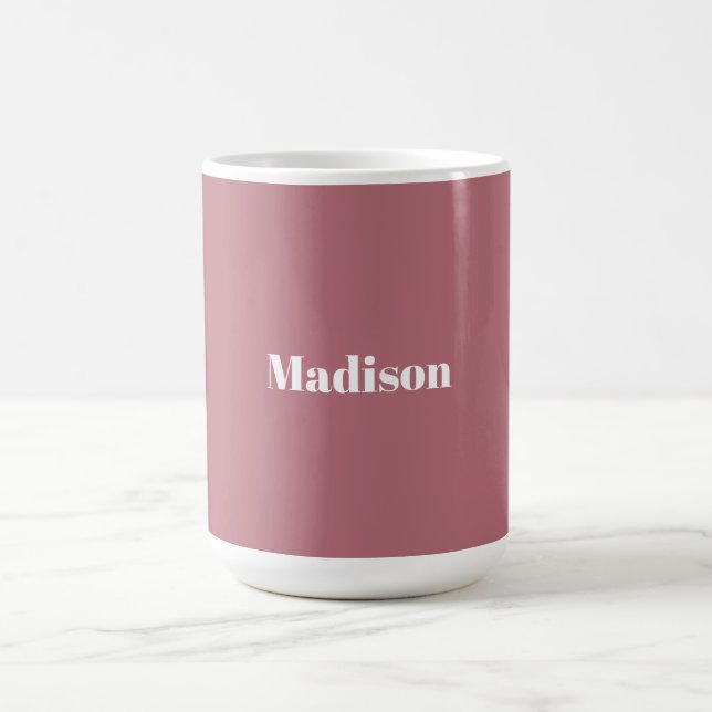 Elegant Minimalist Rose Gold White Name Coffee Mug (Center)