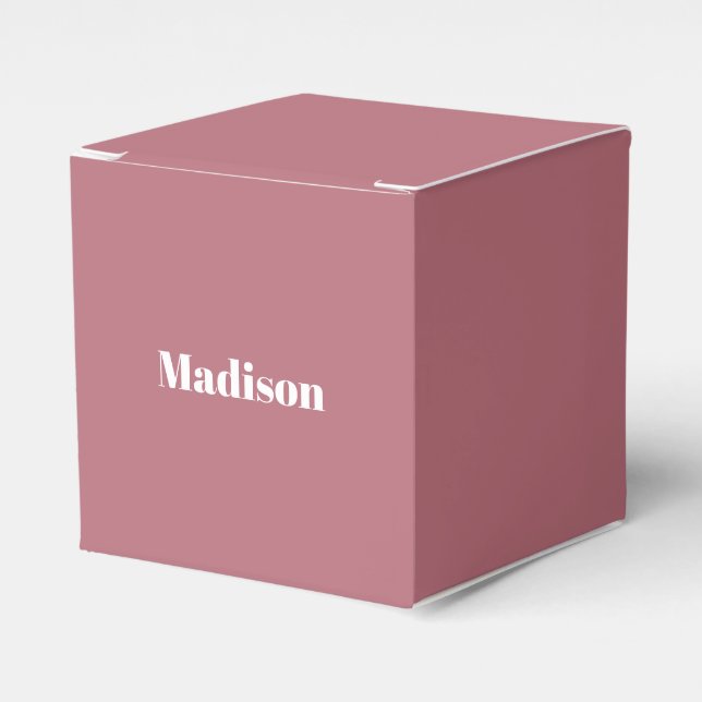Elegant Minimalist Rose Gold White Name Favour Box (Front Side)