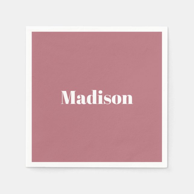 Elegant Minimalist Rose Gold White Name Napkin (Front)