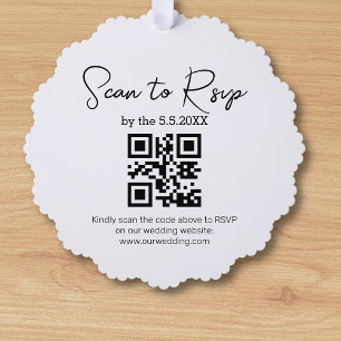 elegant minimalist rsvp qr code wedding simple tree decoration card