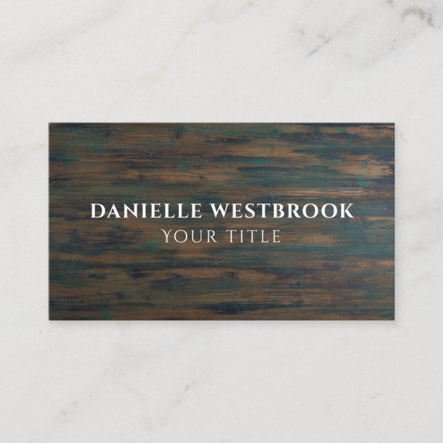 Elegant Minimalist Rustic Dark Wood Business Card (Front)