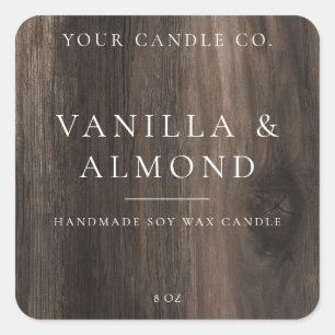Elegant Minimalist Rustic Wood Candle Label