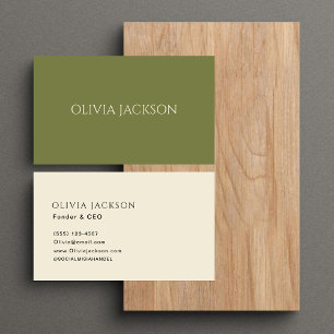 Elegant Minimalist Sage Green & Beige Typography Business Card