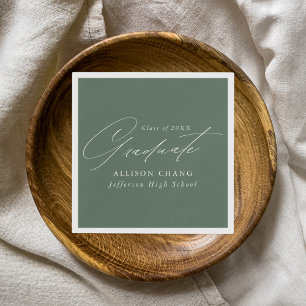 Elegant Minimalist Sage Green Graduation Napkin