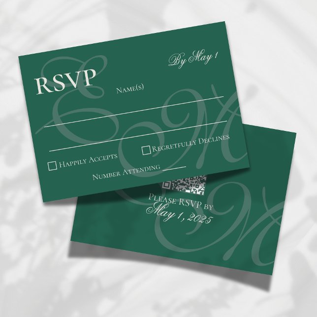 Elegant Minimalist Sage Green Monogram Wedding  RSVP Card (Collect responses with timeless style using this Sage Green Monogram Wedding RSVP Card!)