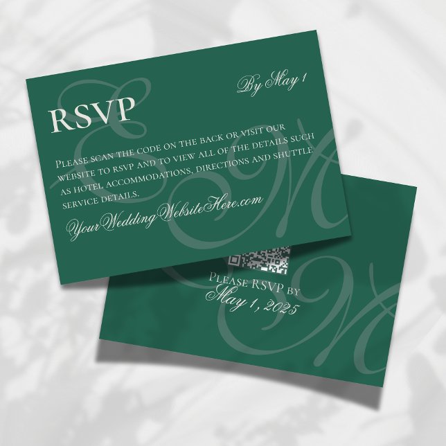 Elegant Minimalist Sage Green Monogram Wedding  RSVP Card (Collect responses with timeless style using this Sage Green Monogram Wedding RSVP Card!)