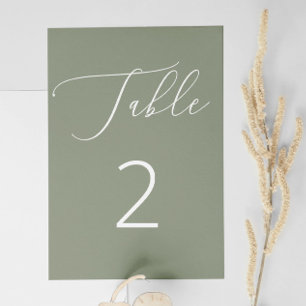 Elegant Minimalist Sage Green Rustic Wedding Table Number