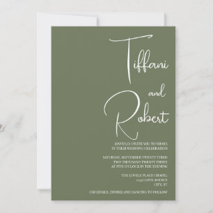 Elegant Minimalist Sage Green Wedding  Invitation