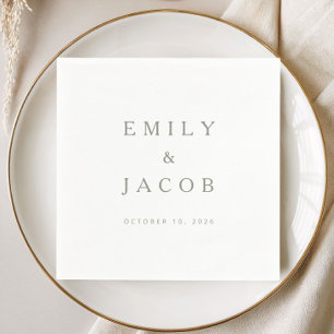 Elegant Minimalist Sage Green Wedding Napkin