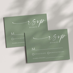 Elegant Minimalist Sage Green Wedding RSVP Card