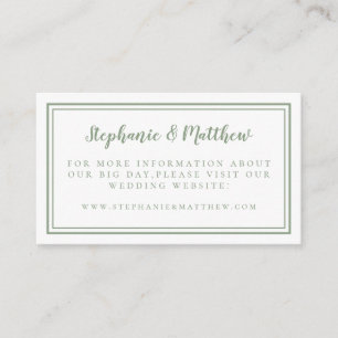 Elegant Minimalist Sage Green Wedding Website Enclosure Card