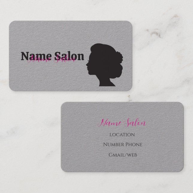 Elegant Minimalist Salon with Woman Silhouette Business Card (Front/Back)