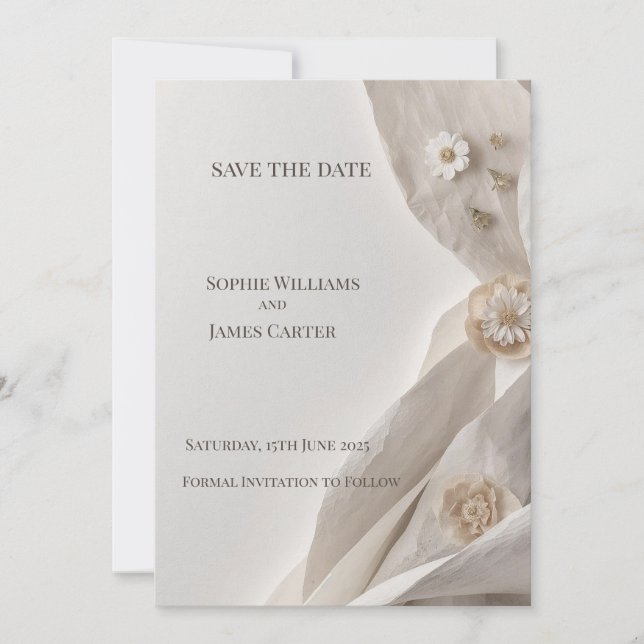 Elegant Minimalist Save The Date Card (Front)