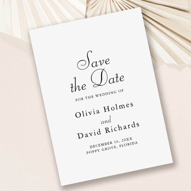 Elegant Minimalist Save the Date Card (Elegant Minimalist Save the Date Card on dusty rose background.)