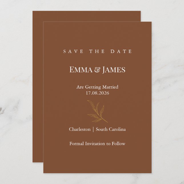 Elegant Minimalist Save the Date Card | Modern (Front/Back)