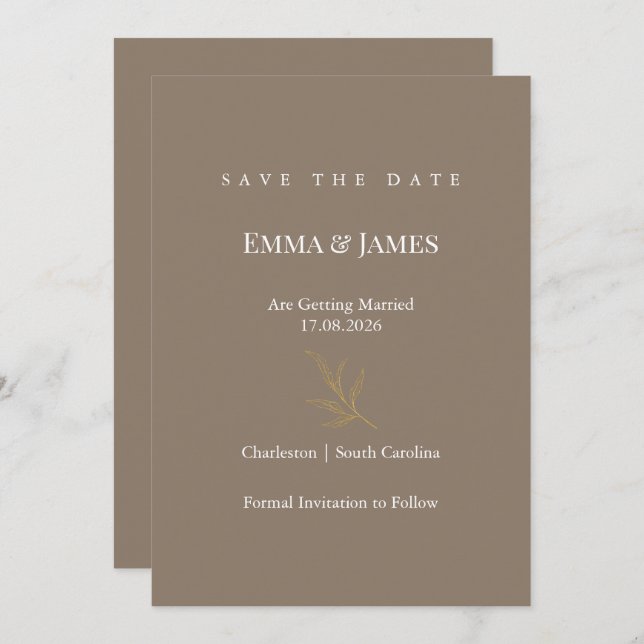 Elegant Minimalist Save the Date Card | Modern (Front/Back)