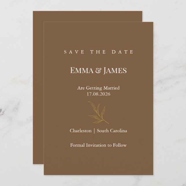 Elegant Minimalist Save the Date Card | Modern (Front/Back)